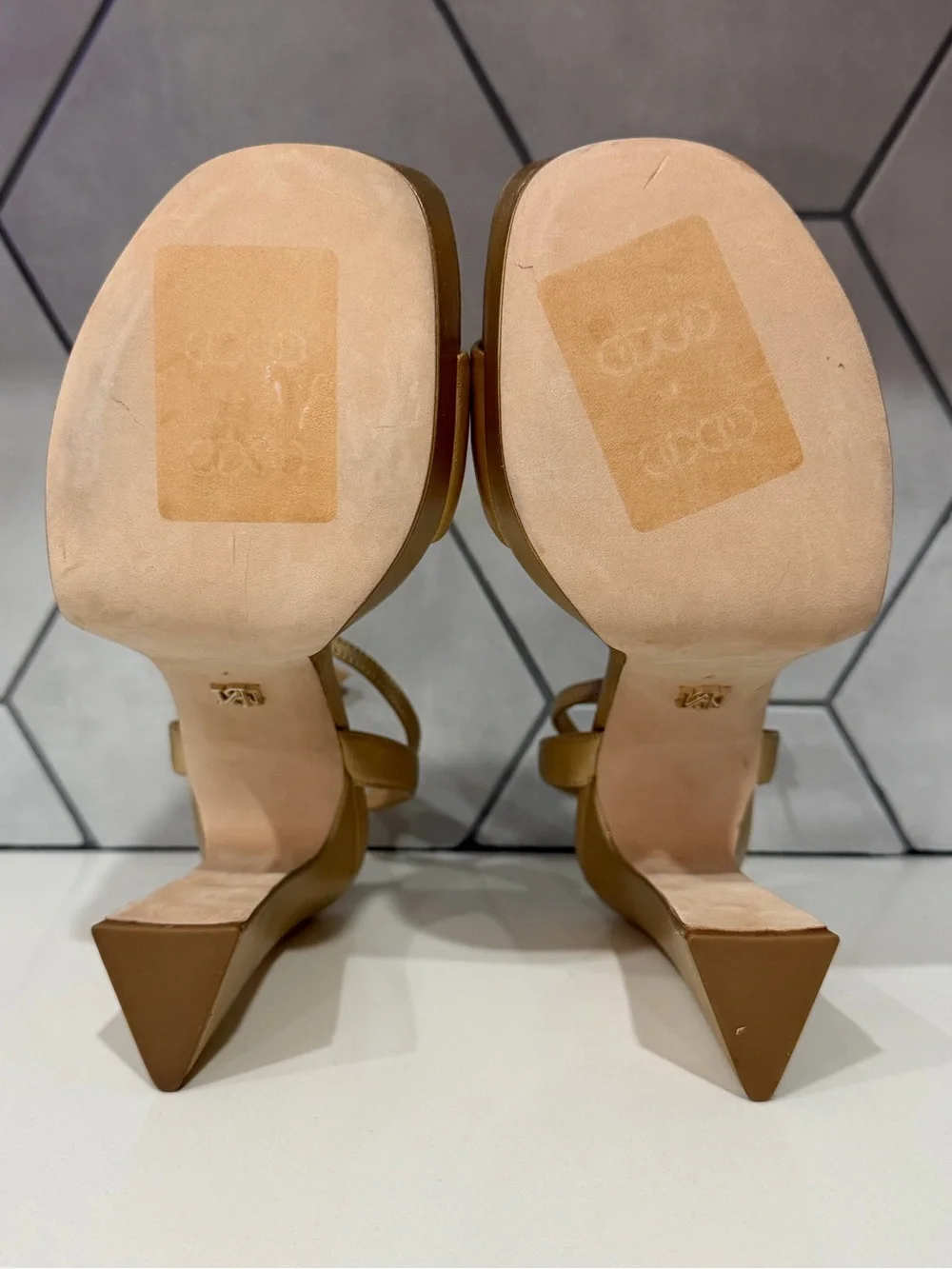 Badgley Mischka Gold Platform Sandal Block Heel